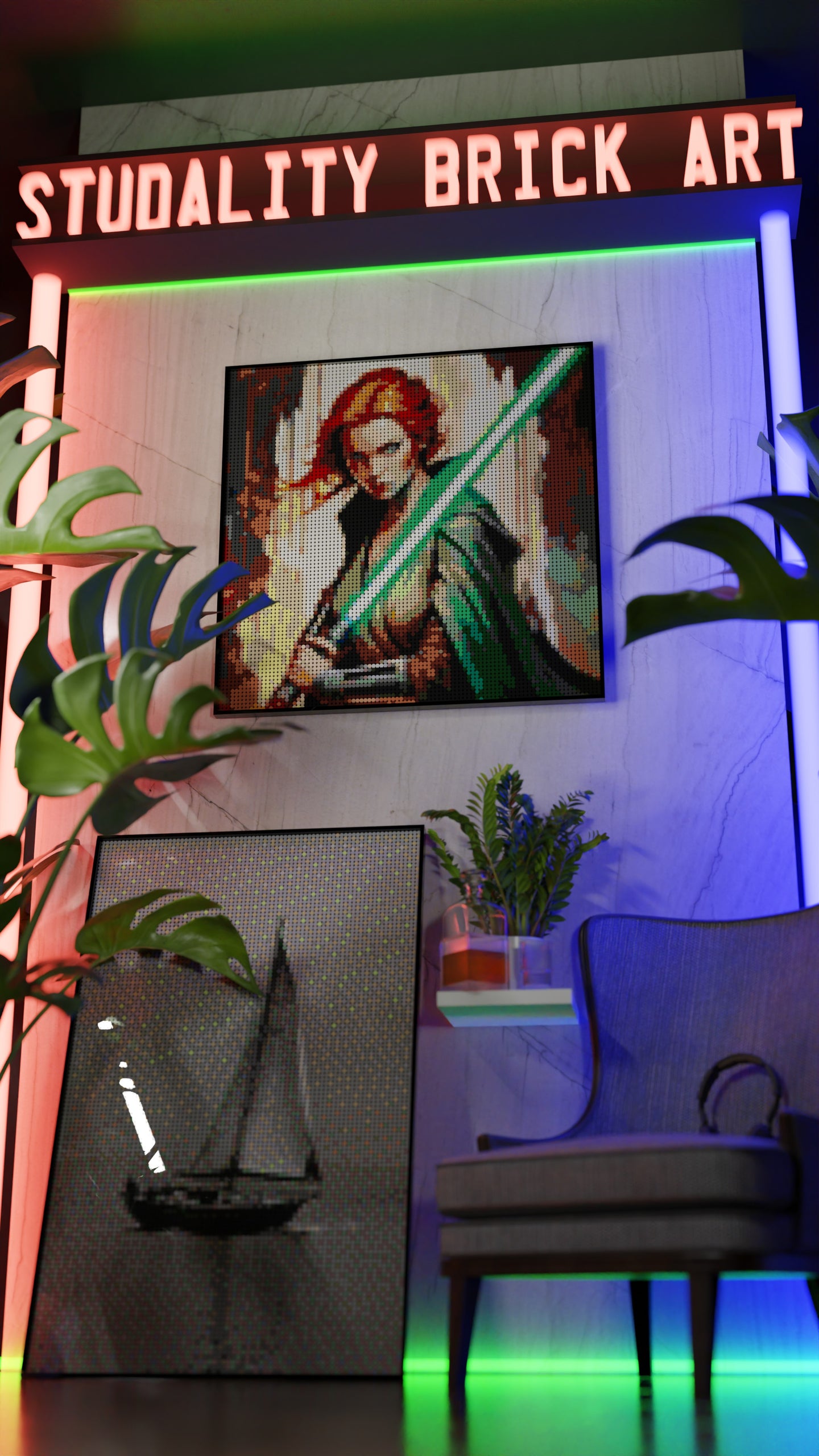 Star of the Warborn LEGO® Style mosaic pixel art design for display